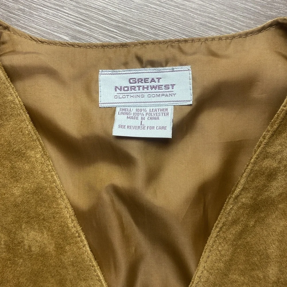 Vintage‎ Great Northwest Genuine Suede Leather Vest Brown Lined Size L